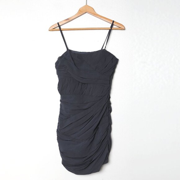 Soprano Ruched Mini Dress Cocktail Navy Sweetheart Neckline Short Boned Bodice - Picture 4 of 12